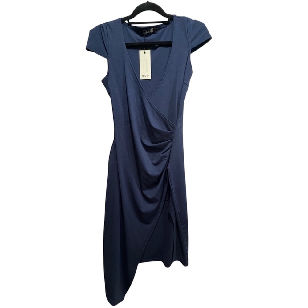 Boohoo Blue Draped Dress - Size 8